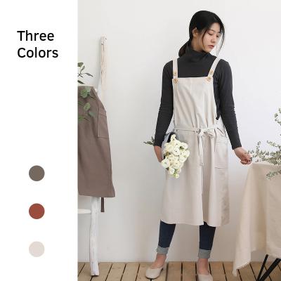 China 2020 Hot Sale AZO FREE Ready Stock Ready Pinafore Korea Japanese Cotton Linen Kitchen Cooking Apron for sale