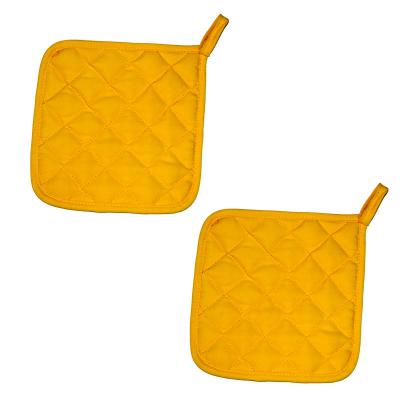 China Custom knit promotion gift for kitchen and restaurant yellow polyester pot holder for sale