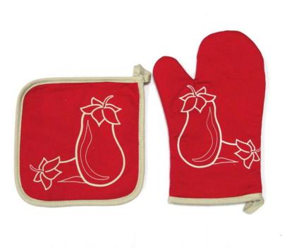 China New Product Printed Printed Double Pot Holder Oven Mitt Oven Mitts for sale