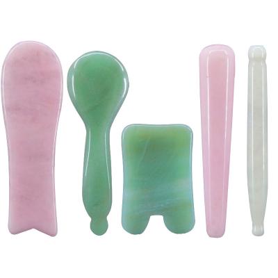 China Convenient Direct Massage Tool Green Aventurine Finger Gua Sha Plant Scraping Board for sale