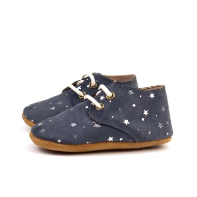 China Wholesale Breathable Suede Baby Star Print Leather Oxford Shoes Brown Color Soft Unique Suede Shoes With Boy And Girls for sale