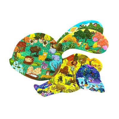 China Eco-friendly Jigsaw Puzzle Paper Alien Animal Children Cartoon Dolphin Rabbit Jigsaw Puzzle Early Educational Jigsaw Puzzle for sale