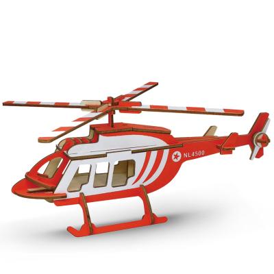 China Cartoon Toy Wooden 3D Jigsaw Puzzle Model Airplane Toy For Children Educational Toys Puzzle Military Model for sale