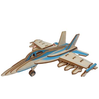 China Eco-friendly 3d toys wooden puzzles kids factory price military toys fighter plane for sale