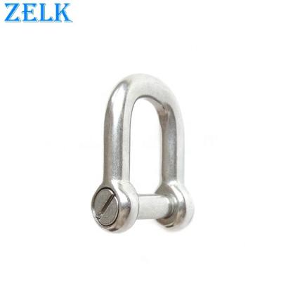 China Heavy Industry European Stainless Steel D Type Shackle With Flush Slotted Bolt for sale