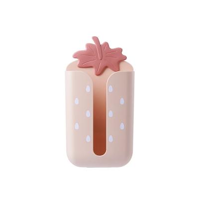 China Contemporary Beautiful Strawberry Wall Hanging Paper Box Toilet Face Towel Unperforated Storage Box No Trace Pulp Household Paper Towel Box for sale