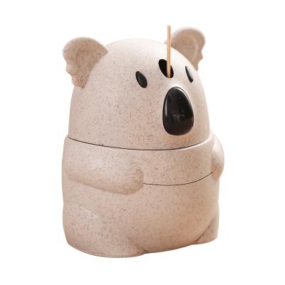 China Creative Manual Automatic Toothpick Holder Stored Cute Cartoon Koala Toothpick Pot Toothpick Holder Press Salon for sale