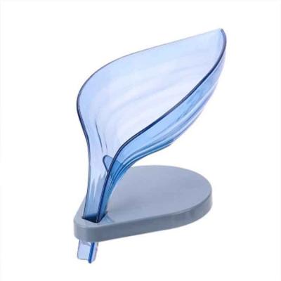 China Modern Leaves Soap Hot Creative Bathroom Sucker Box Style Multifunctional Flowing Water Diversion No Hole Leaves Soap Box for sale