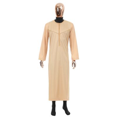 China 2021 Korea NEW degisn OMAN jubbah muslim robe and robe thobe fashionable satin material long sleeve for ikaf AM-7 for sale