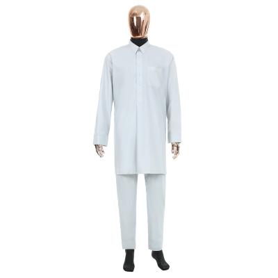 China 2021 NEW OEM Libya two piece set thobe muslim robe Libya long sleeve tow-piece thobe men Islam two piece for sale