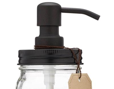 China Viable Black Mason Jar Lid Lotion Pump Dispenser Stainless Steel Soap Dispenser Pump With Lid For Mason Jar for sale