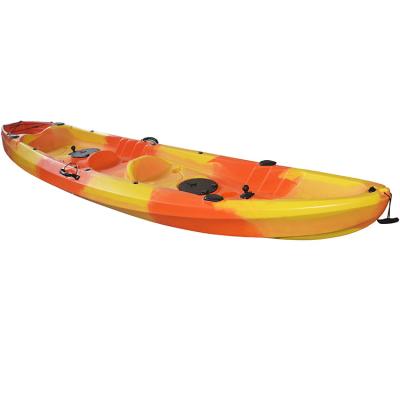 China Fishing touring 2+1 canoe cheap kayak rowing 3 plastic tandem guided seat family kayaks two people for sale for sale