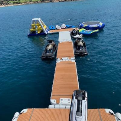 China Dropstitch+PVC+ EVA Hot saling custom inflatable sip floating deck floating dock with anti-slip EVA floor for sale