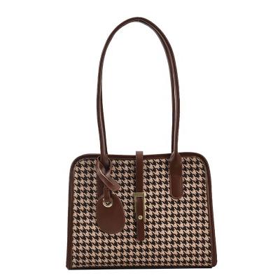 China Factory Wholesale Fashion Ladies PU Leather Handbag Women Houndstooth Leopard Shoulder Bag for sale