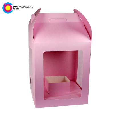 China Custom Hand Fold Large Flower Boxes Folding Flat With Window for sale