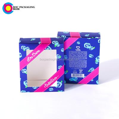 China Recycled Materials Valentine's Day Foldable Paper Packaging Box With Die-cut Window for sale