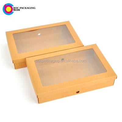 China Recycled Materials Kraft Top Bottom Box With Window for sale