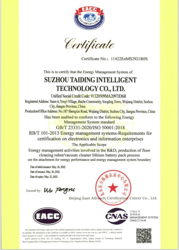 ISO50001 - Suzhou Taiding Intelligent Technology Co., Ltd.