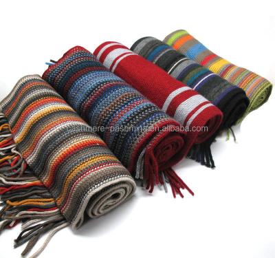 China Soft Smooth Feeling Factory Sells Cheaper Price High Quality Wool And Stripe Acrylic Custom Wholesale Warp Knitting Woolen Scarves for sale