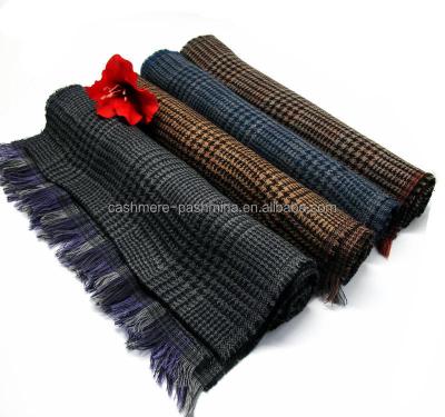 China European American England Designs 100%Mercerized Check Small Wool Men Hot Selling Tartan Two Tone Pashmian Scarf for sale