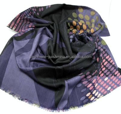 China Newest Next Large 100% Mercerized Wool European American Dot Design Printing Pashmina Scarf Wool for sale