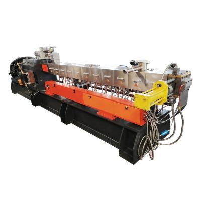 China Granules pp pe PVC ABS Tpu Masterbatch twin screw extruder gearbox mixing compounding granulating machine pelletizing production line for sale