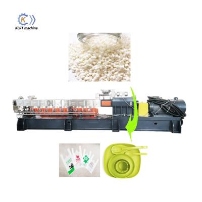 China New biodegradable plastic twin granules cornstarch screw extruder machine for sale