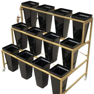 China Single Sided Outdoor Rack Metal Flower Pot Rack Storage Shelf 3 Tier Plant Gardening Rack for sale