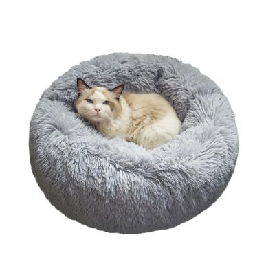 China Breathable Washable Customzied Cushion Round Plush Soft Donut Pet Beds For Dog Cat for sale