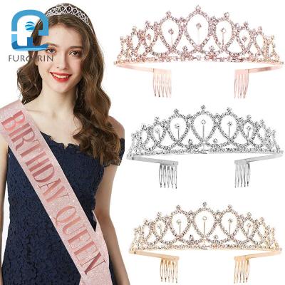 China Decoration stain birthday party girl hair circle tag belt crown main set mounted onion powder shoulder belt for sale