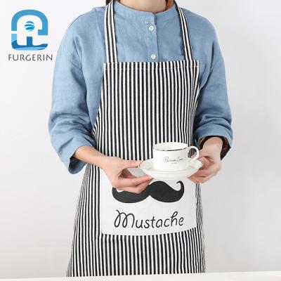 China Custom Polyester Fiber Logo Printing 100% Polyester Fabric Kitchen Aprons For Restaurant Waitress for sale