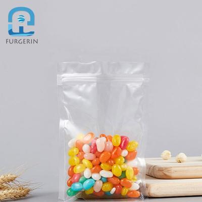 China Custom Logo Size Composite Plastic Food Moisture Proof Packaging Bags Transparent Reusable Food Storage Bag With Zipper Lock for sale