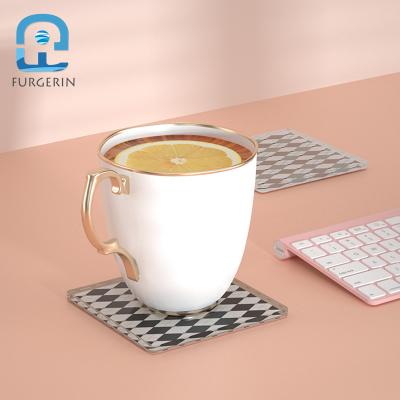 China Custom Viable Printing Logo Laser Cut Plexiglass Coffee Tea Coaster Drinks Cup Mats Pads Mirror Engraved Acrylic Coaster for sale