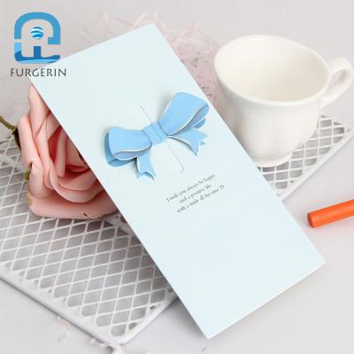 China Europe hot sale bowknot art paper festival cards luxury laser cut greeting card for gifts for sale