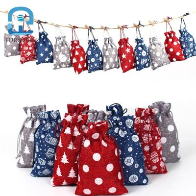 China Polyester Fiber Christmas Tree Decorations Gift Drawstring Bag Storing Polyester Fiber 2 Sizes for sale