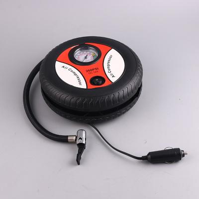 China Portable Mini 12V Emergency Light Electric Car Tire Air Compressor Rope Mountain Bike Car Tire Inflator Air Compressor Pump for sale