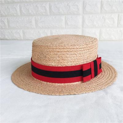 China CUSTOM MADE outdoor fashion ribbon summer luxury outdoor fashion Ecuador FLAT SURFACE STRAW HAT Portugal image girls paja plano sombrero straw hat for sale