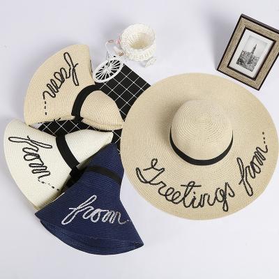 China Large Picture SUN Umbrella Charm Youth Straw Hats Chinese China Supplier Embroidery Summer Beach Oversize Wholesale Soft Bulk Foable for sale