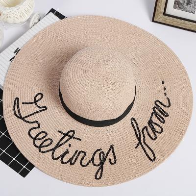 China Picture Droppshiping Collection The New Pirate Sun UV Shading Pattern Summer Wide OVERSIZE Fedora Brim Paper Straw Hat Felted Hat For Women for sale