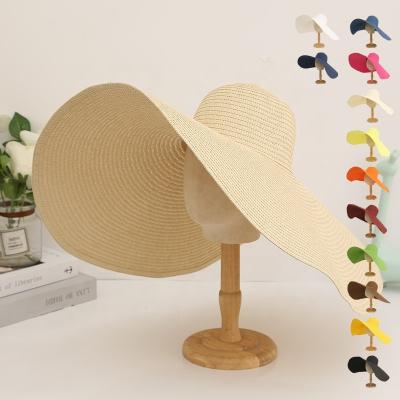 China Image china fashion women summer sun shade paper designer large wide brim straw summer beach foppy hats for ladies with custom logo for sale