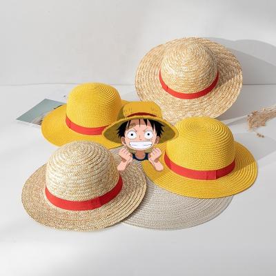 China Image designer one piece sombrero covers hats boy men sue luffy natural raw luffy summer straw sunscreen floppy hat for sale