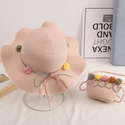 China 2022 Your Design Baby Kids Brim Toddler Fashion Drop Birthday Sun Bags And Hat Casual Canvas Kids For Girls Children With Handbag for sale