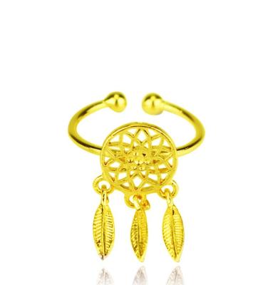 China Restoring Ancient Ways Newly Designed Female Feather Earrings Set With A Gold Dream Catcher Ring for sale