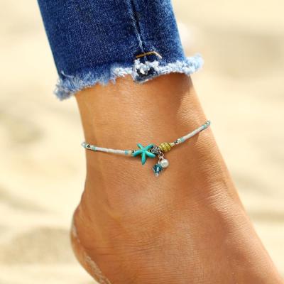 China 2019 TRENDY Starfish Dangling Anklets For Women New Stone Beads Shell Anklet Bohemian Leg BOHO Ocean Jewelry Anklet Bracelets On for sale