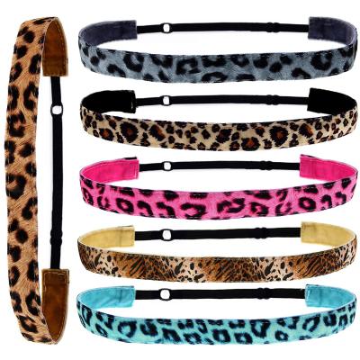 China Elastic Sports Leopard Genya Velvet Narrow Hair Bands Soft Headbands Girls and Women for sale