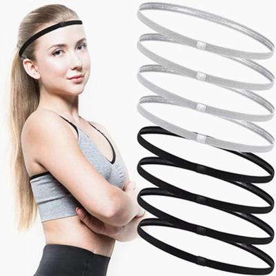 China Thick Polyester Sports Non-slip Elastic Headbands, Elastic Hair Bands and Silicone Grip Exercise Headbands for sale