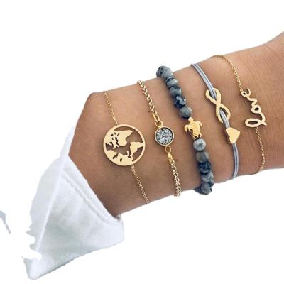 China CLASSIC Tortoise Bracelet Crystal Beads Chain Fashion Jewelry Card Heart Letter Love Multilayer Bracelet for sale