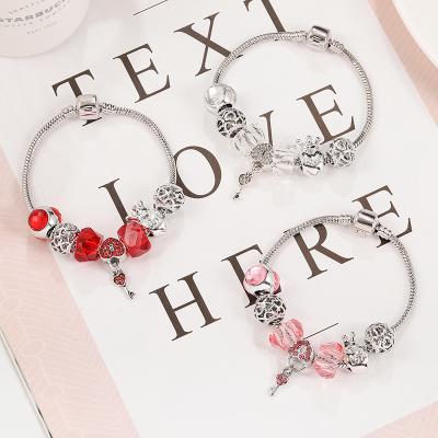 China CLASSIC European and American bracelet female lovers love lock love key DIY bracelet for sale