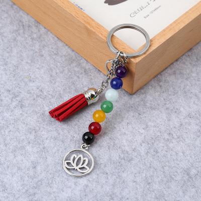 China Carabiner Key Chain Healing Beads Natural Crystal Stone Pray Keychains Car Key Chain for sale