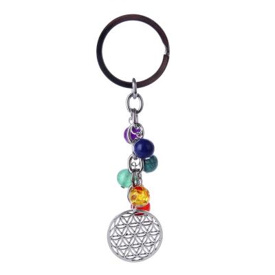 China Carabiner Key Chain Healing Beads Natural Crystal Stone Pray Keychains Car Key Chain for sale